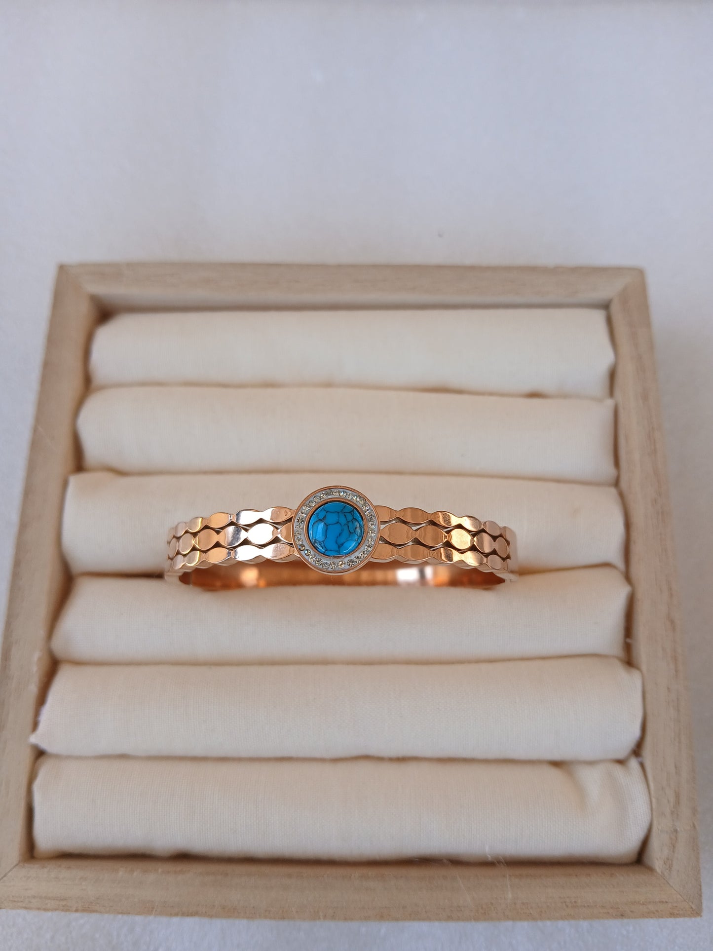 Turquoise stone bracelet |Rose gold