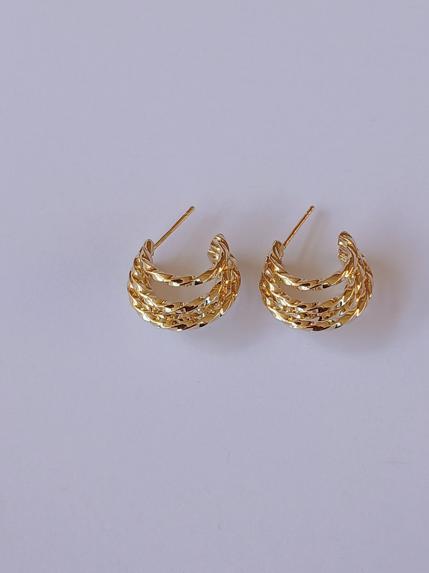 Five Twisted Band Hoops Earring |Gold