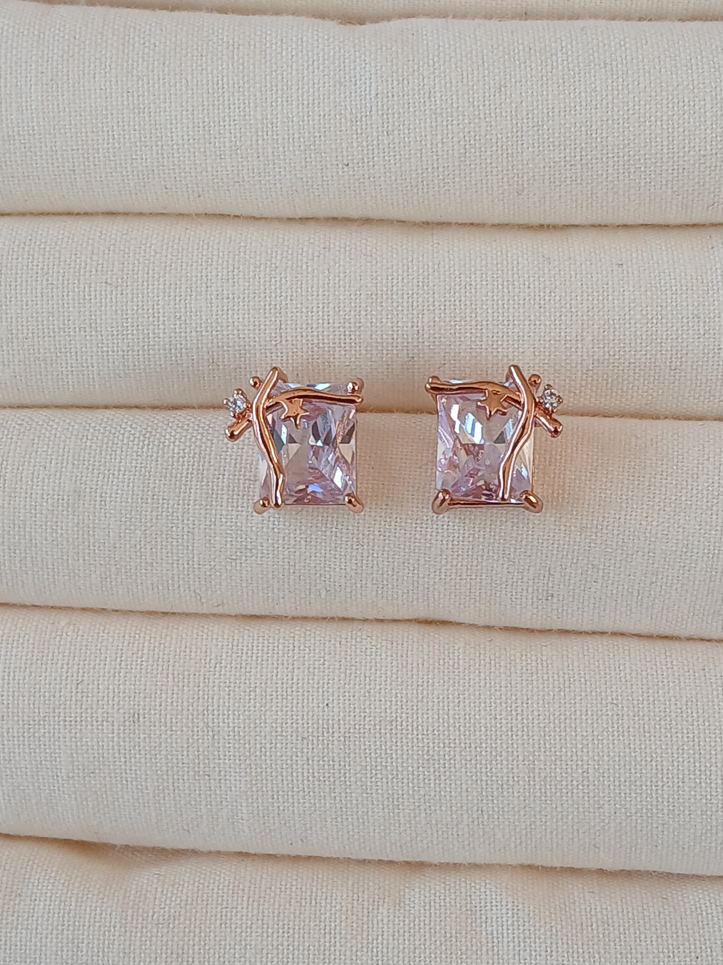 CZ Stone Stud Earring | Rose gold