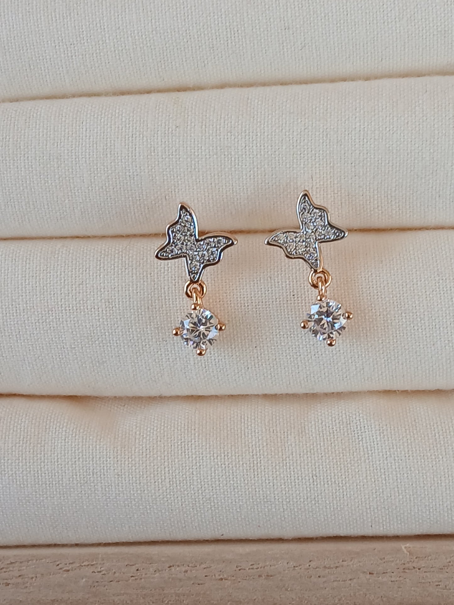 Butterfly Stone Dangles Earring | Silver Gold Tone