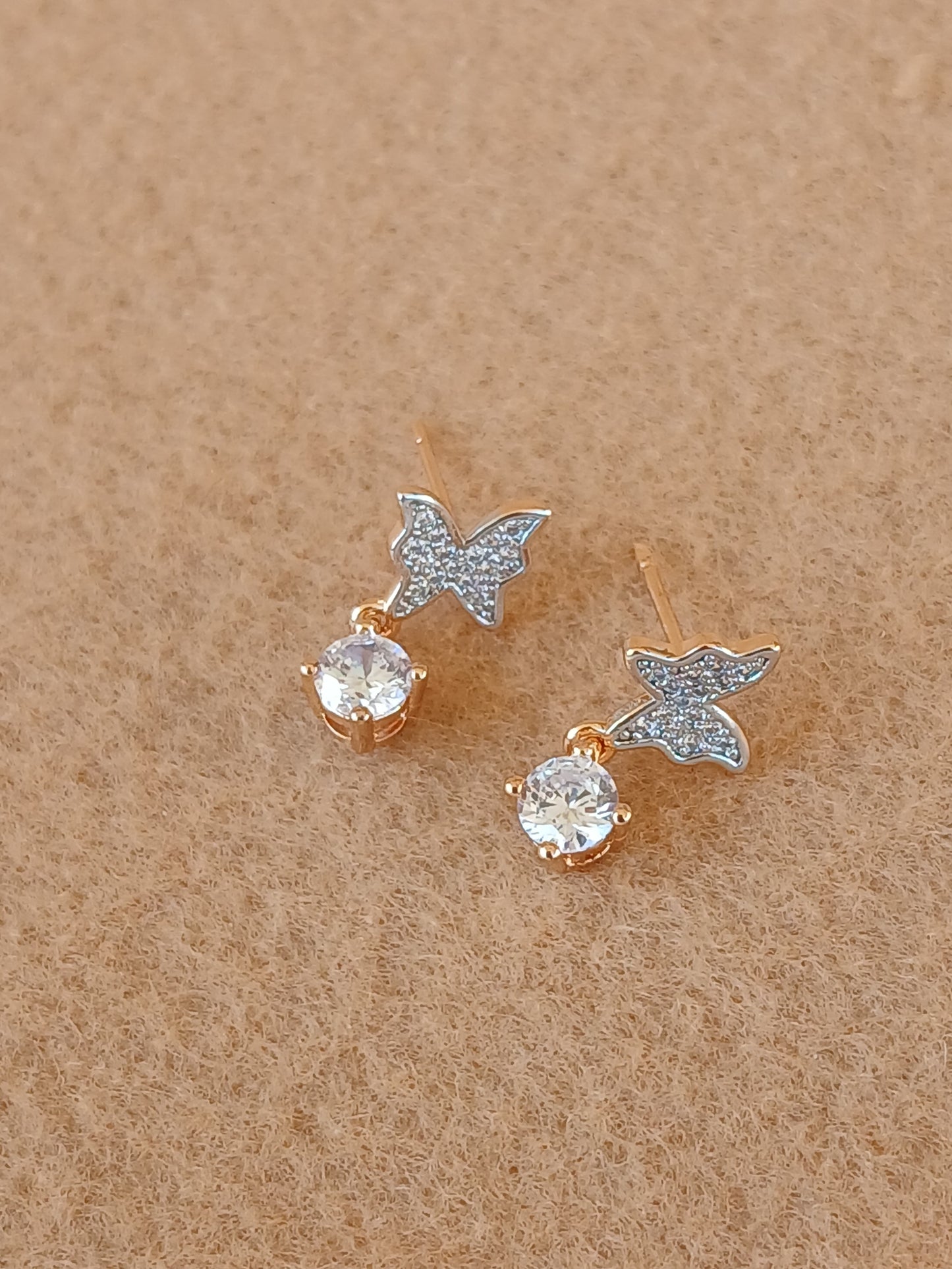 Butterfly Stone Dangles Earring | Silver Gold Tone