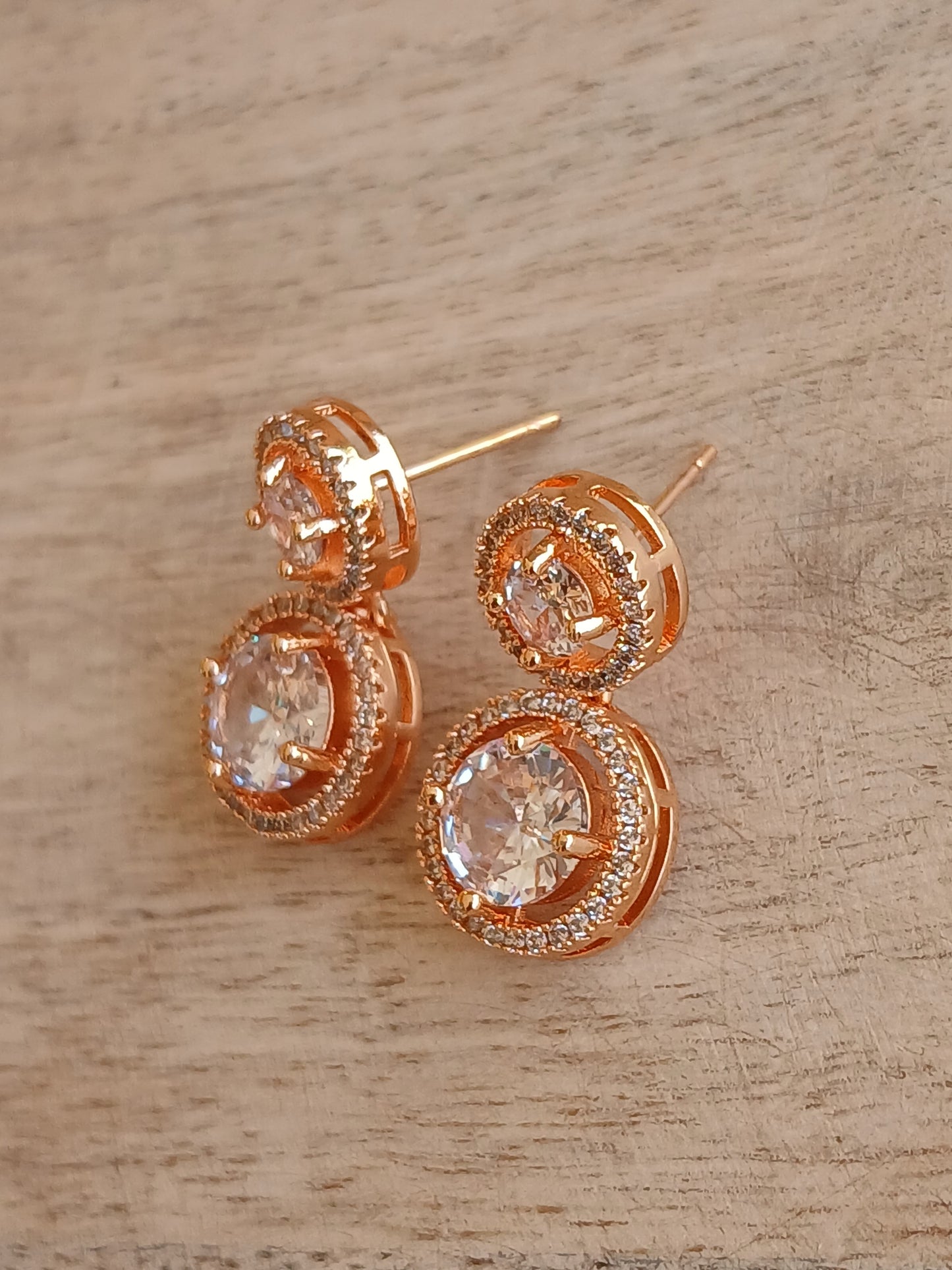 CZ Solitaire Dangle Earrings