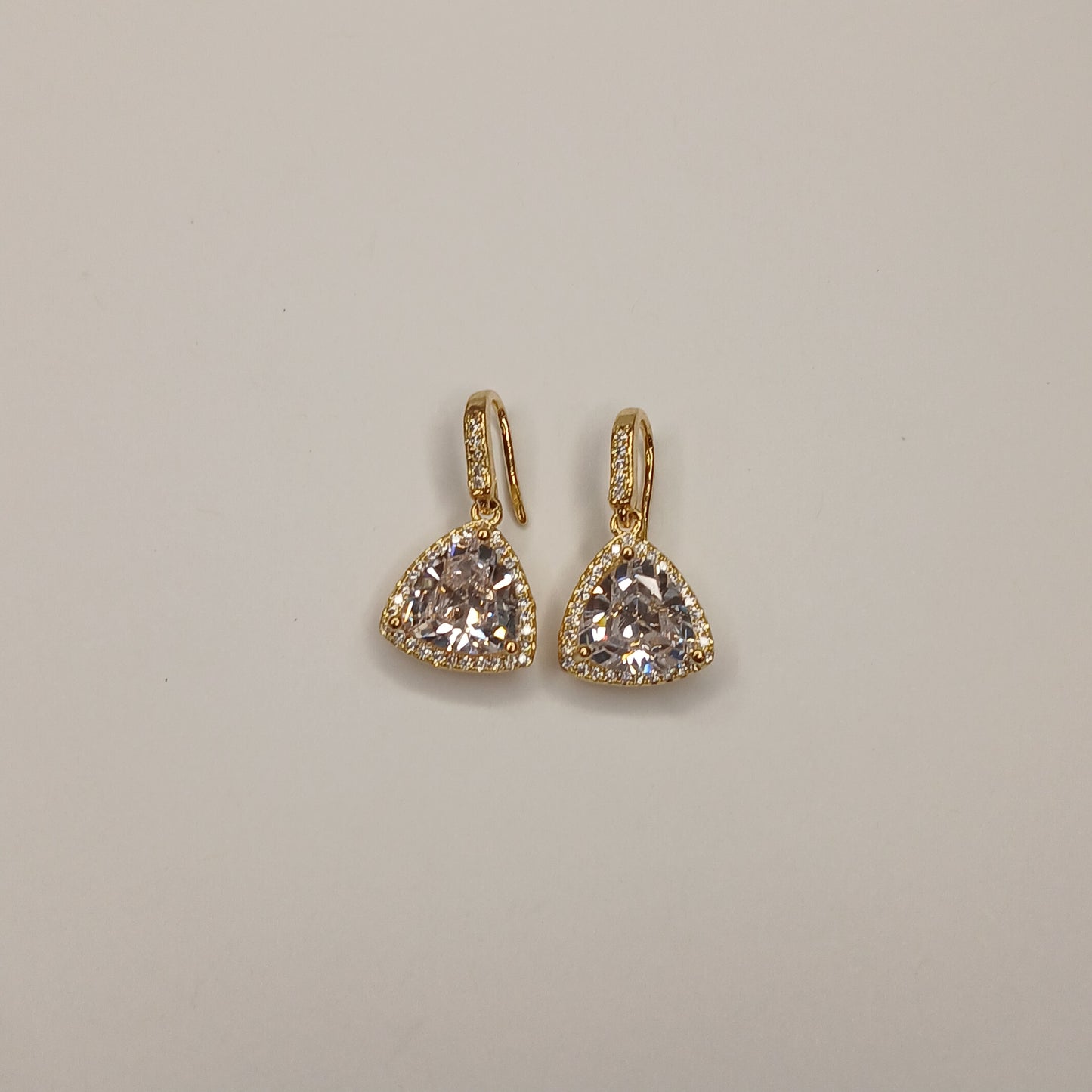 14k Gold Plated CZ Solitaire Dangle Earring