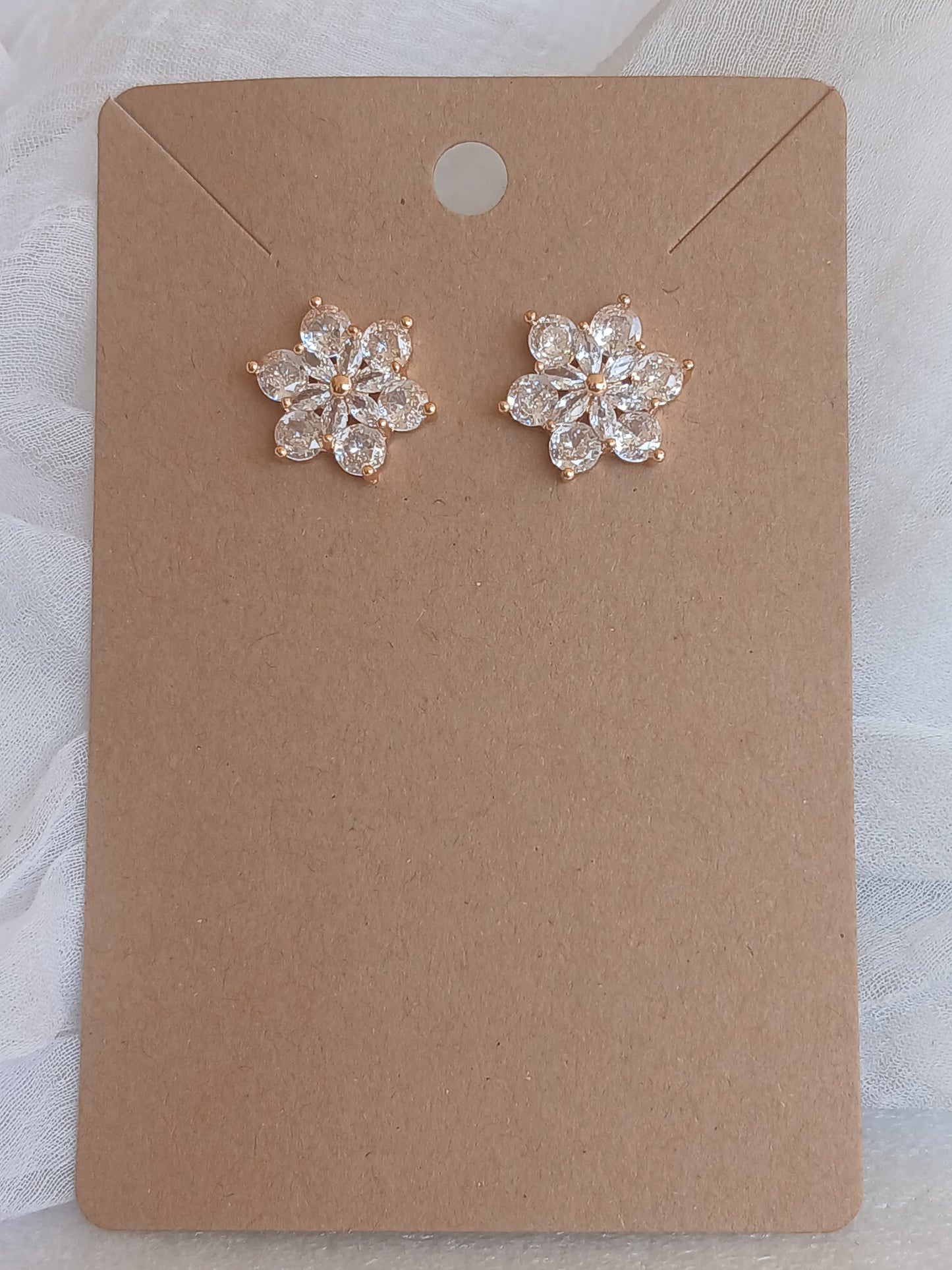 Round CZ Stone Flower Stud Earring