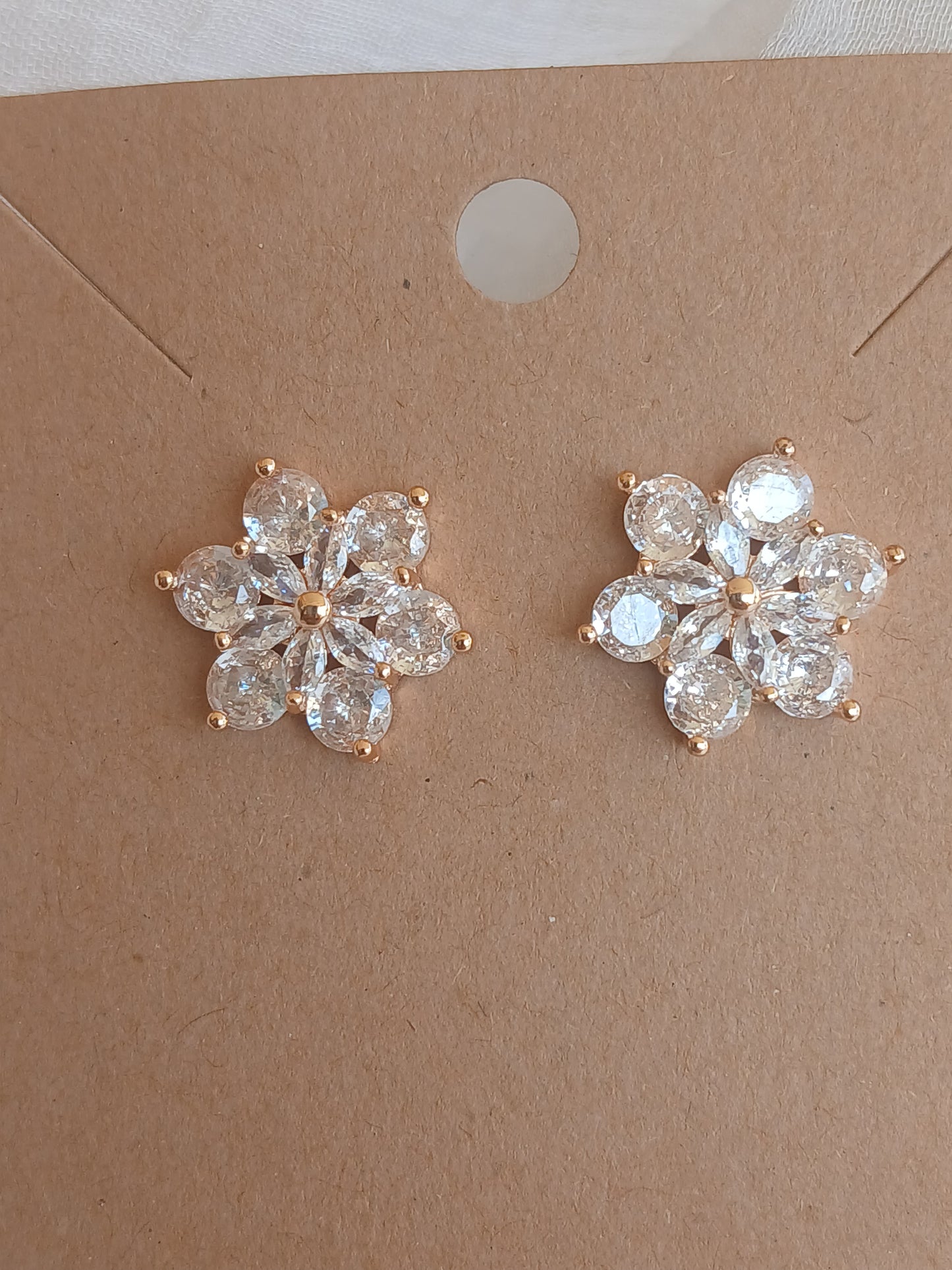 Round CZ Stone Flower Stud Earring