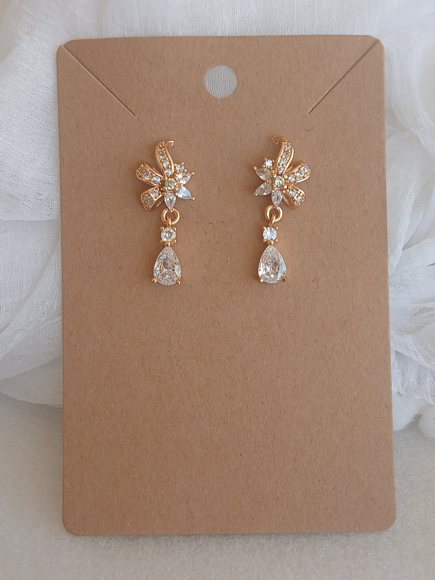 Flower Teardrop Stone Dangle Earring