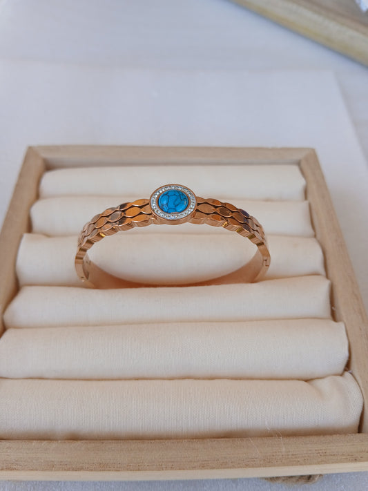 Turquoise stone bracelet |Rose gold