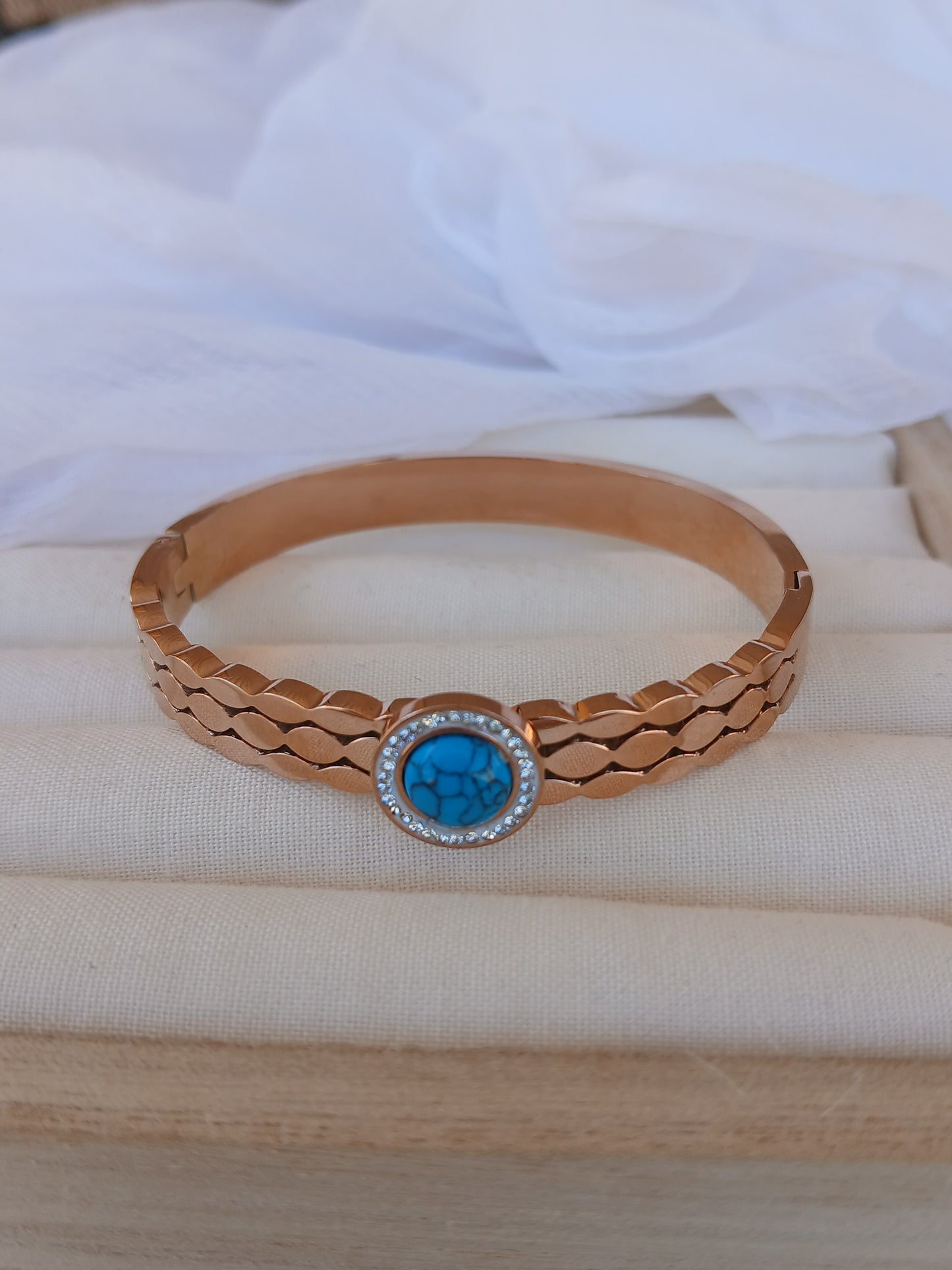 Turquoise stone bracelet |Rose gold