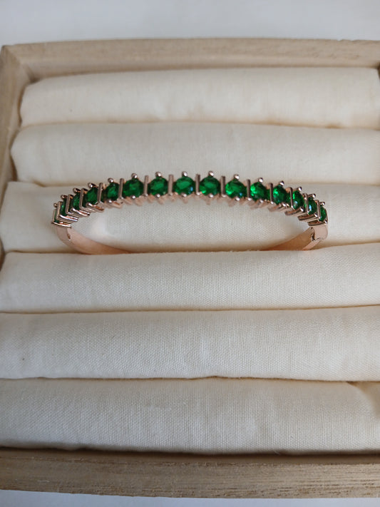 Emerald green stone bracelet | Rose gold