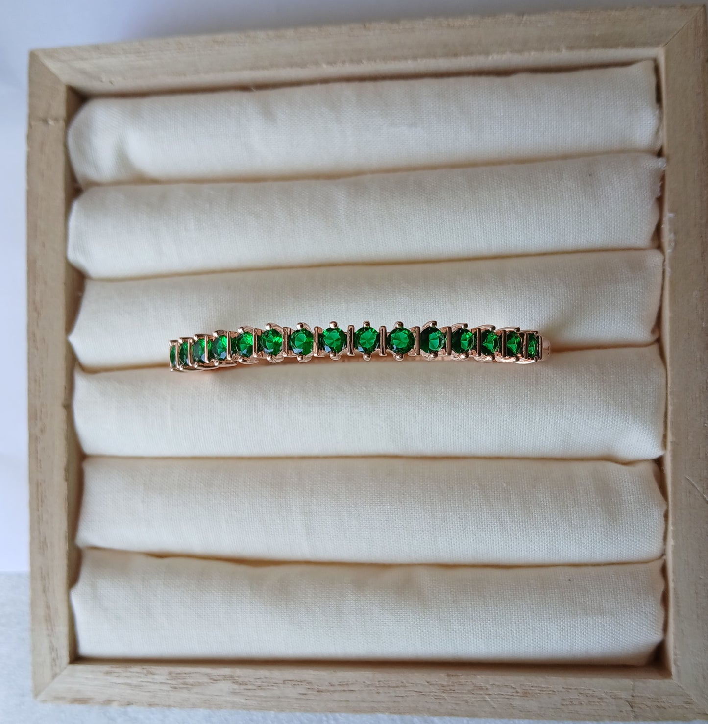 Emerald green stone bracelet | Rose gold