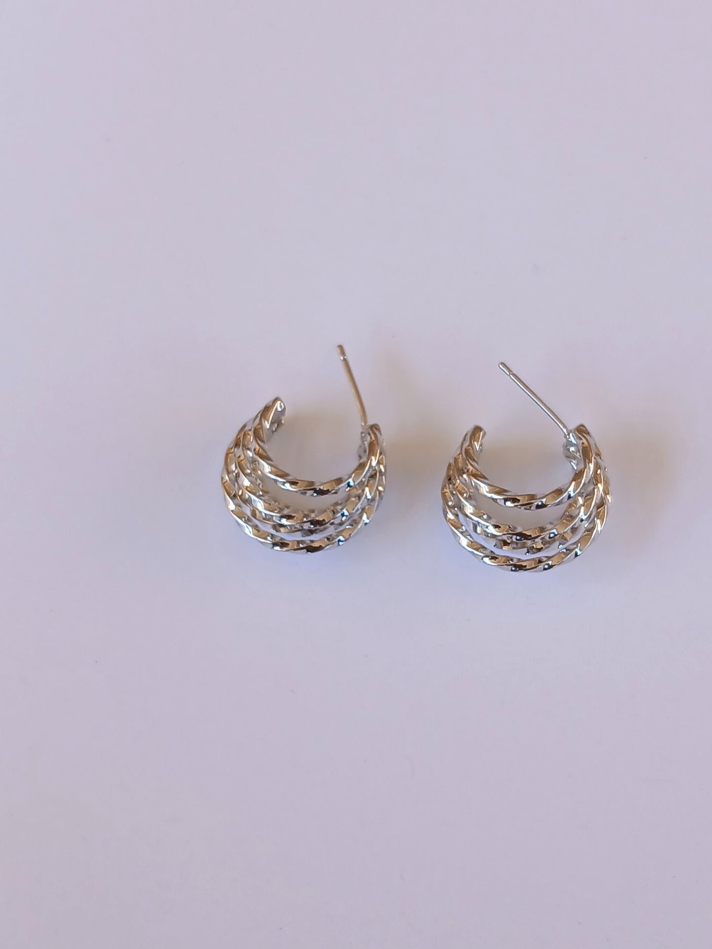 Five Twisted Band Hoops Earring | Silver