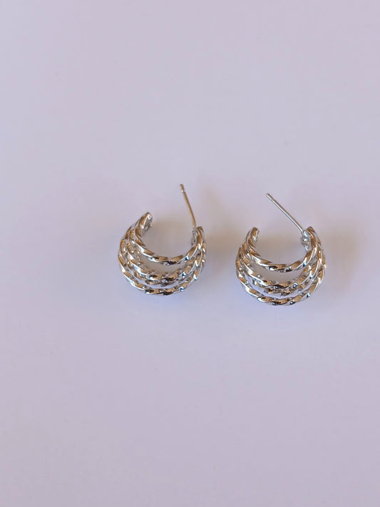 Five Twisted Band Hoops Earring | Silver