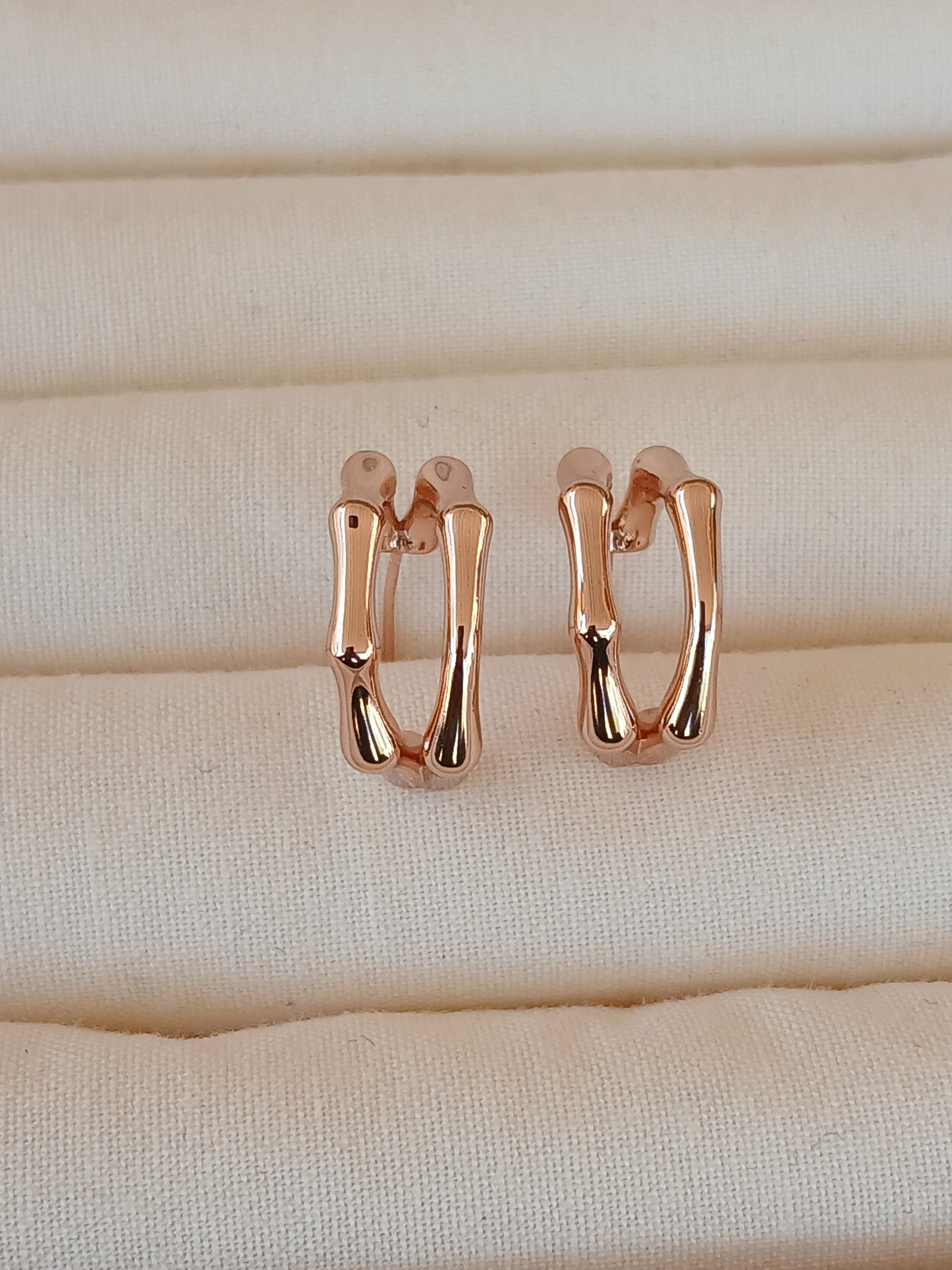 Double bamboo band hoop | Rose gold