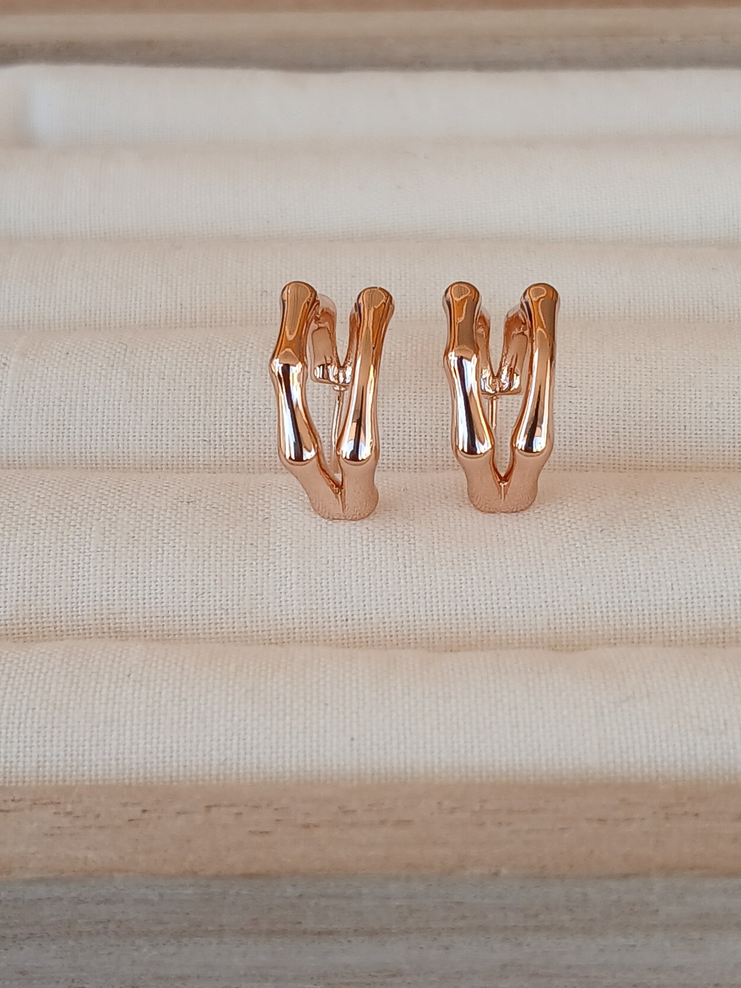 Double bamboo band hoop | Rose gold