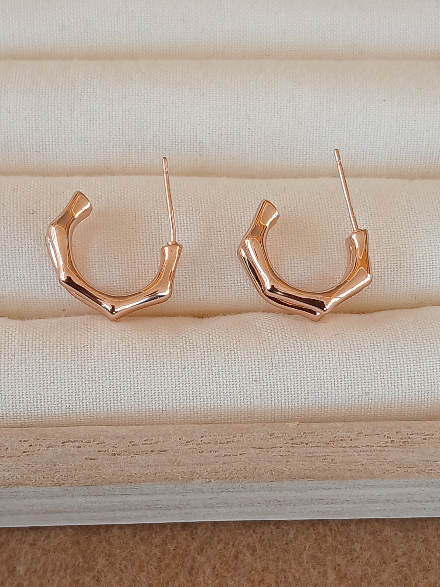 Double bamboo band hoop | Rose gold