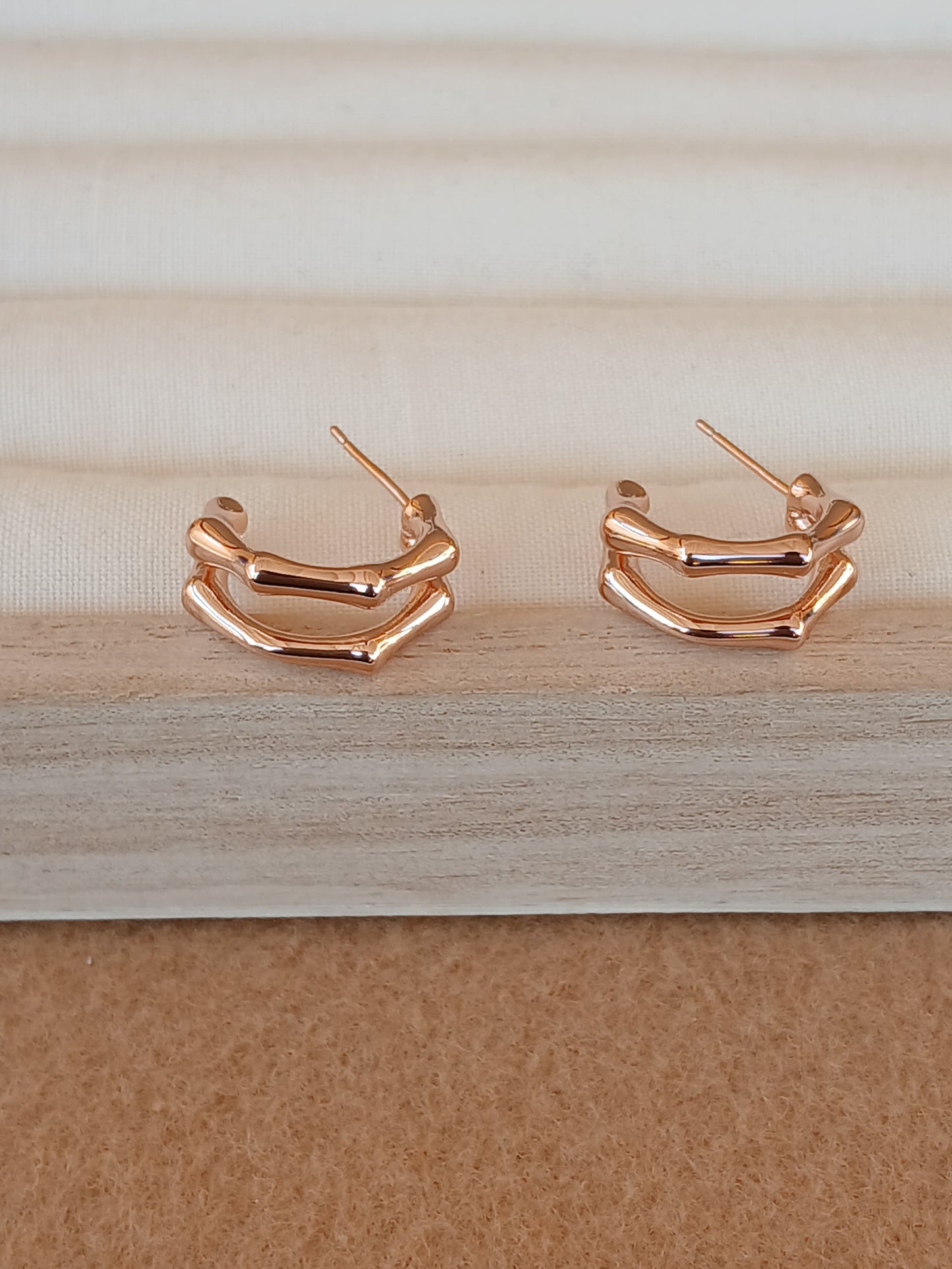 Double bamboo band hoop | Rose gold