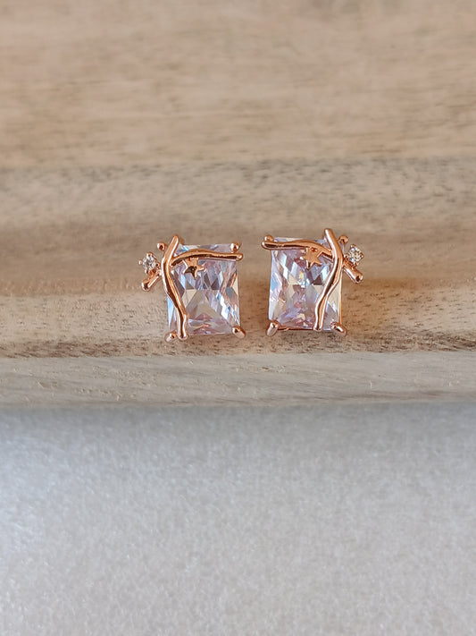 CZ Stone Stud Earring | Rose gold