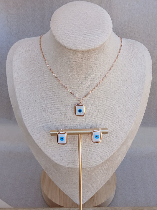 Evil eye necklace set | Rose gold