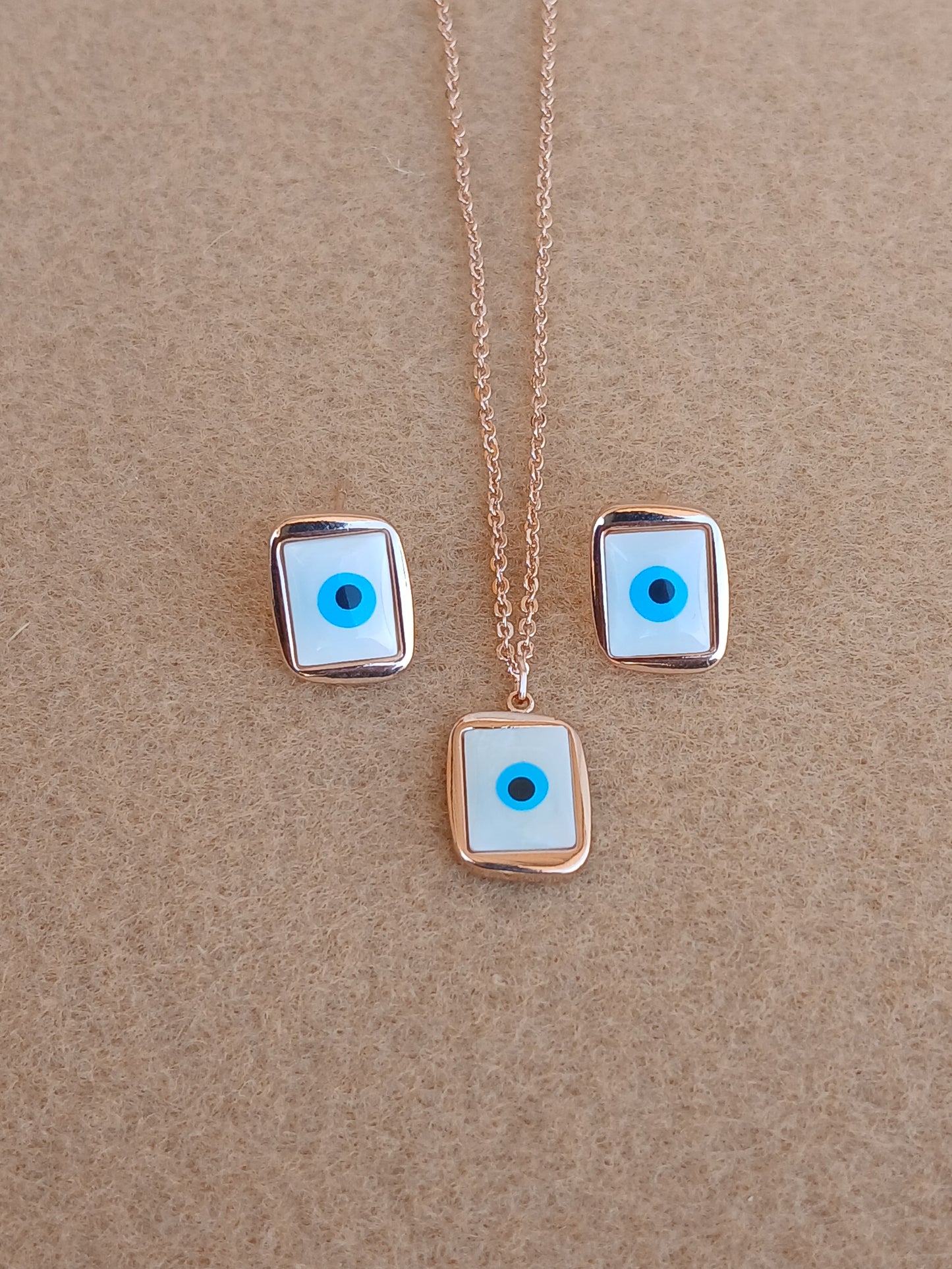 Evil eye necklace set | Rose gold