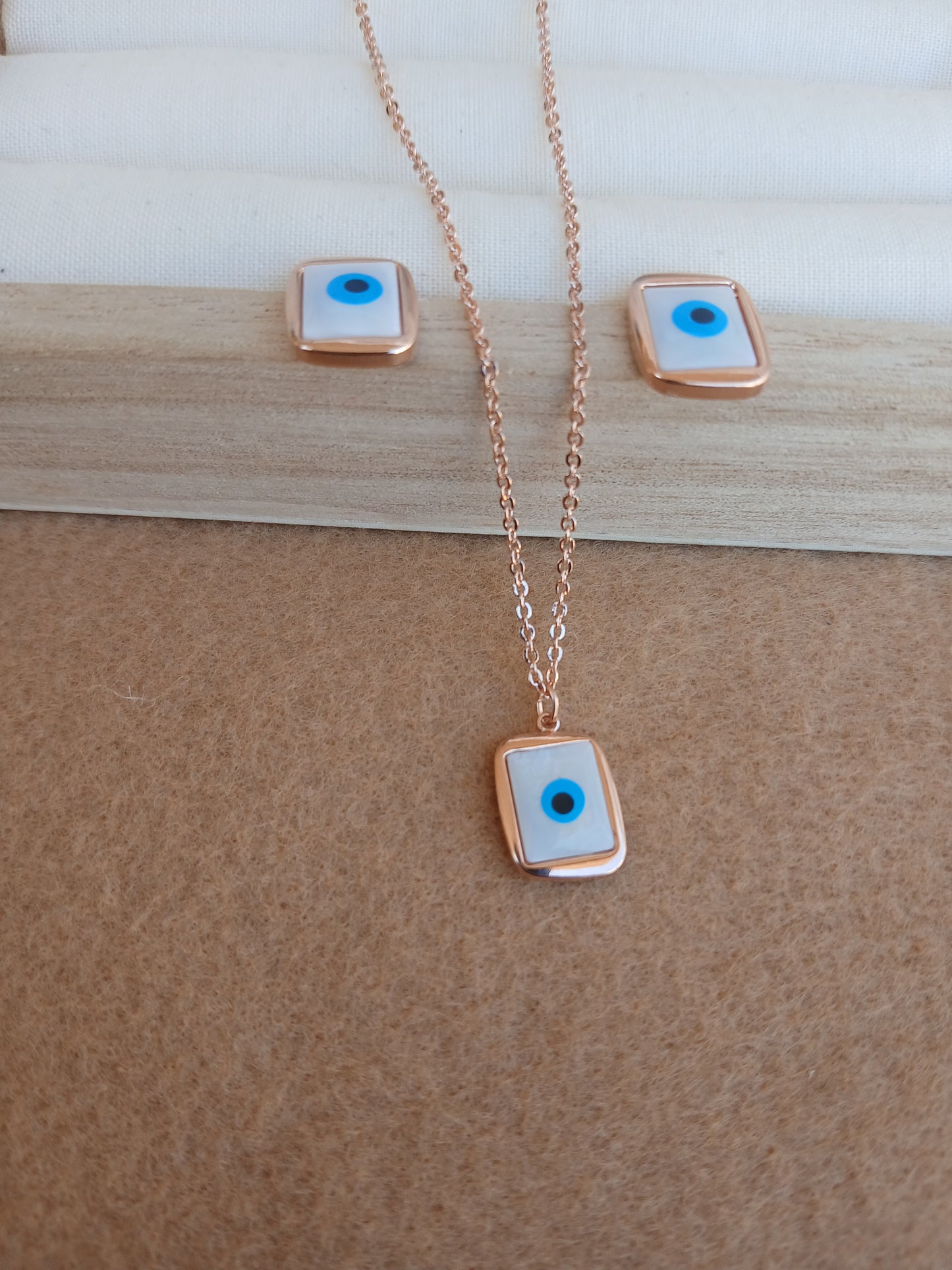 Evil eye necklace set | Rose gold