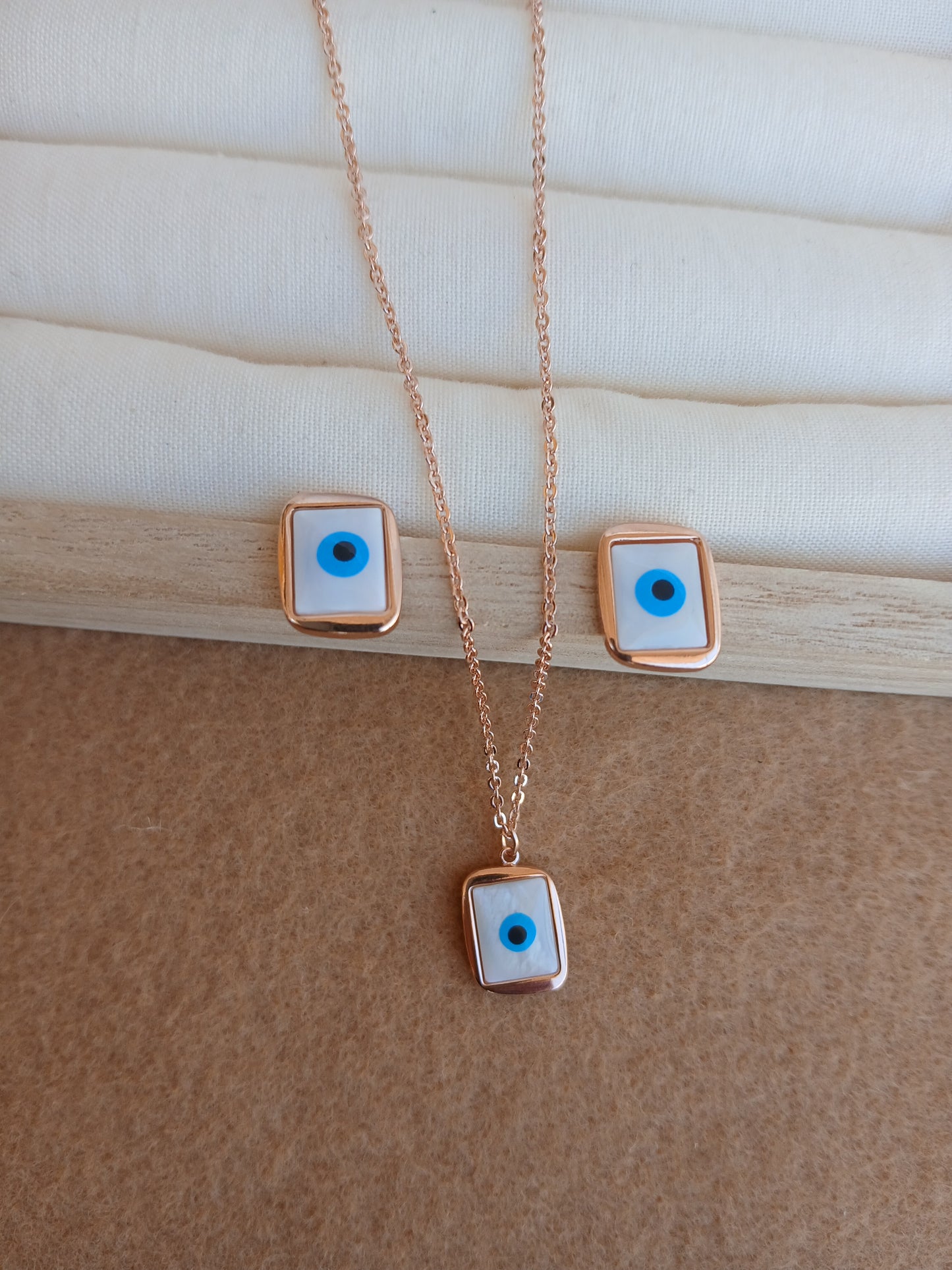 Evil eye necklace set | Rose gold