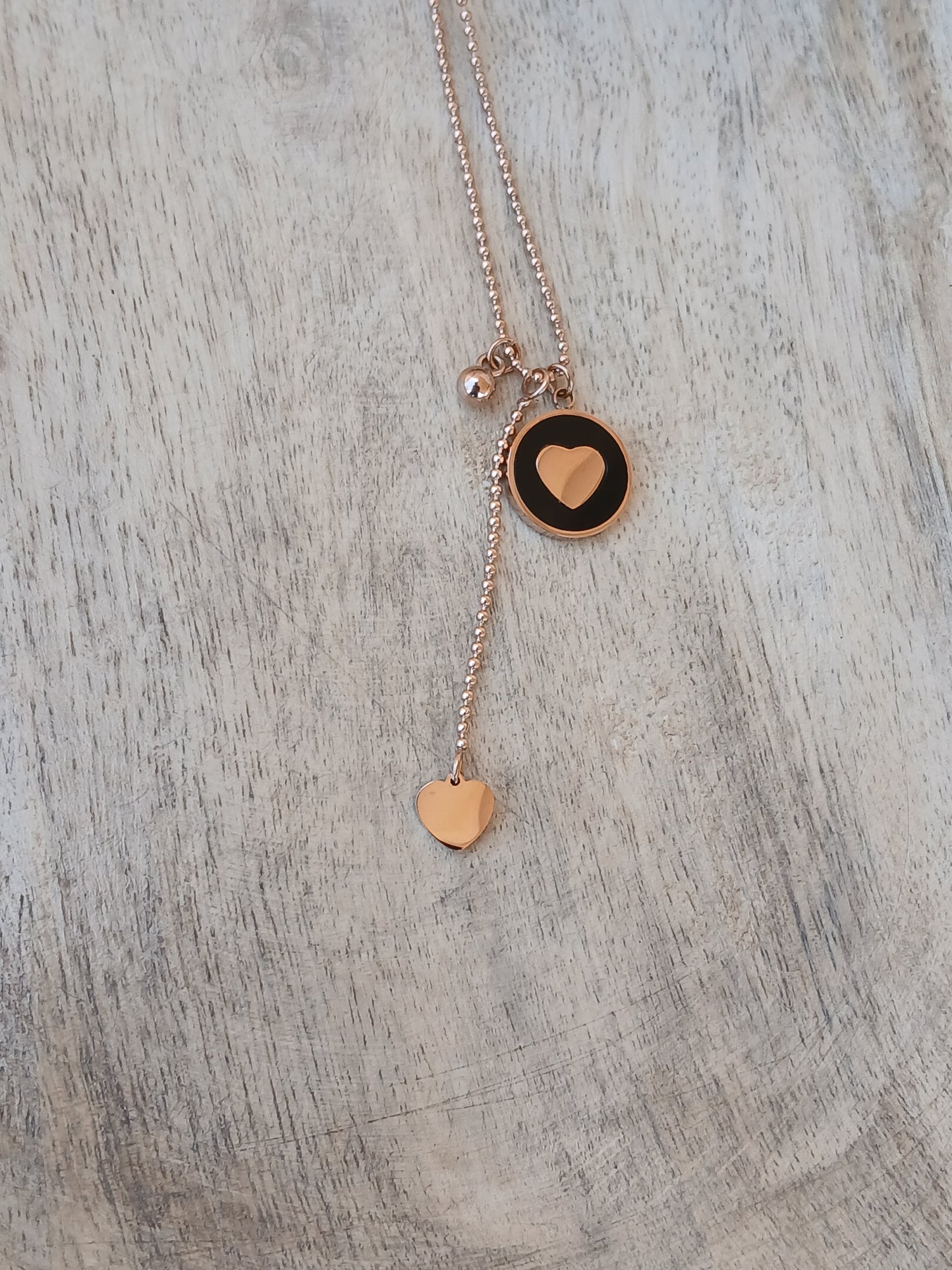 Double heart rose gold necklace