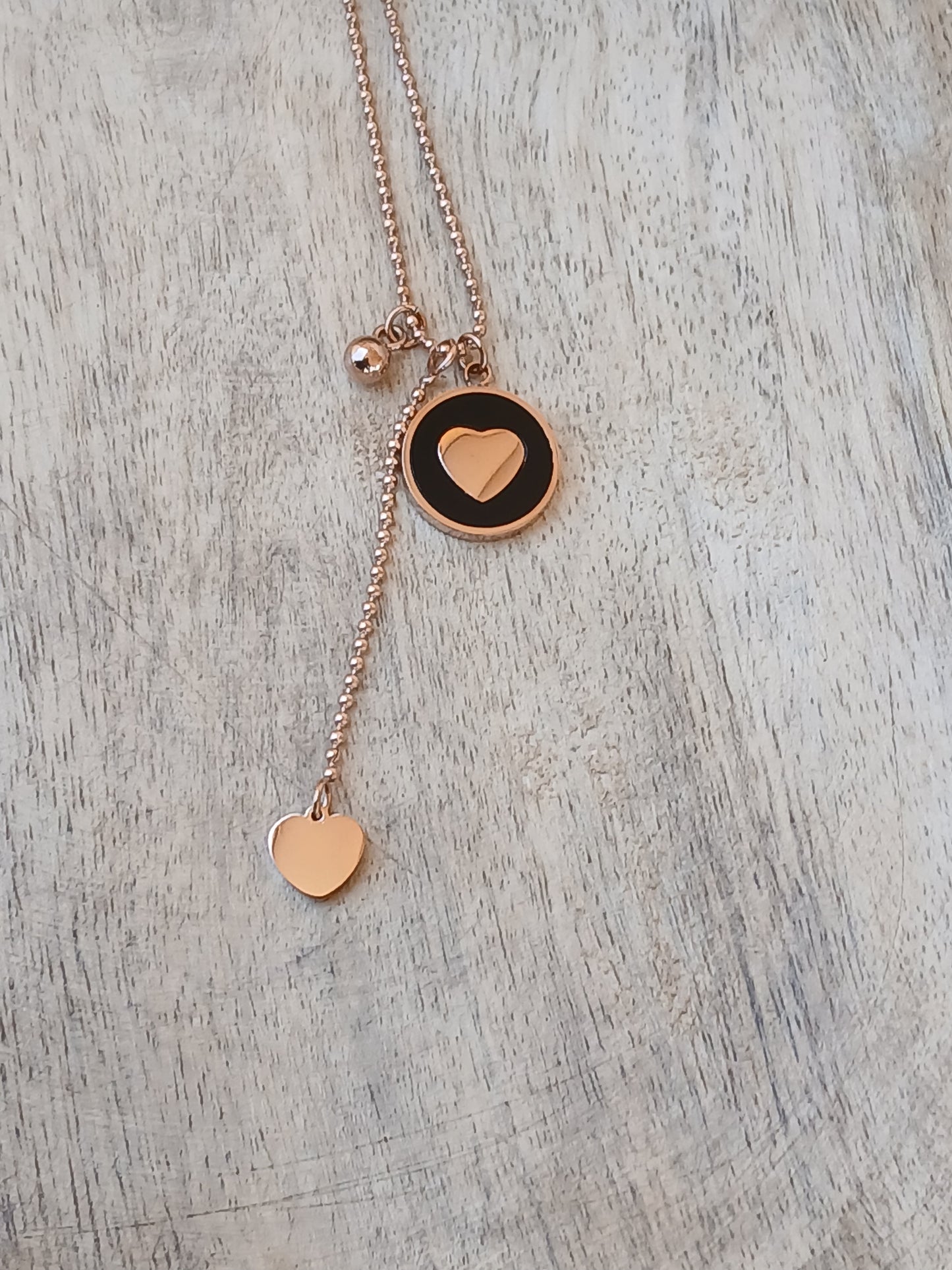 Double heart rose gold necklace