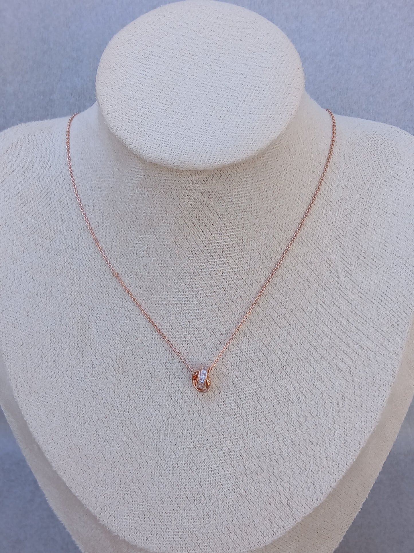 Double ring necklace |Rose gold