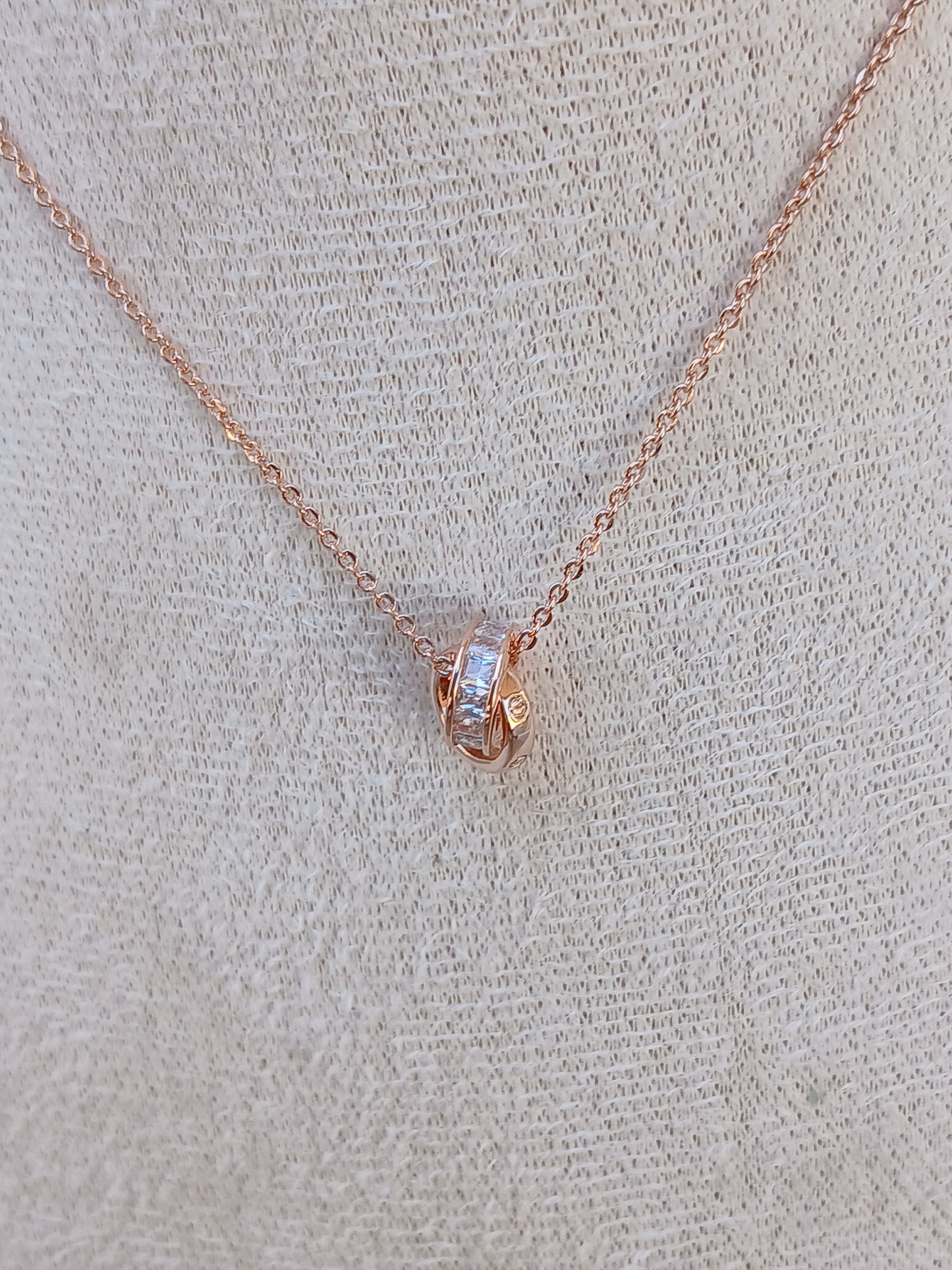 Double ring necklace |Rose gold