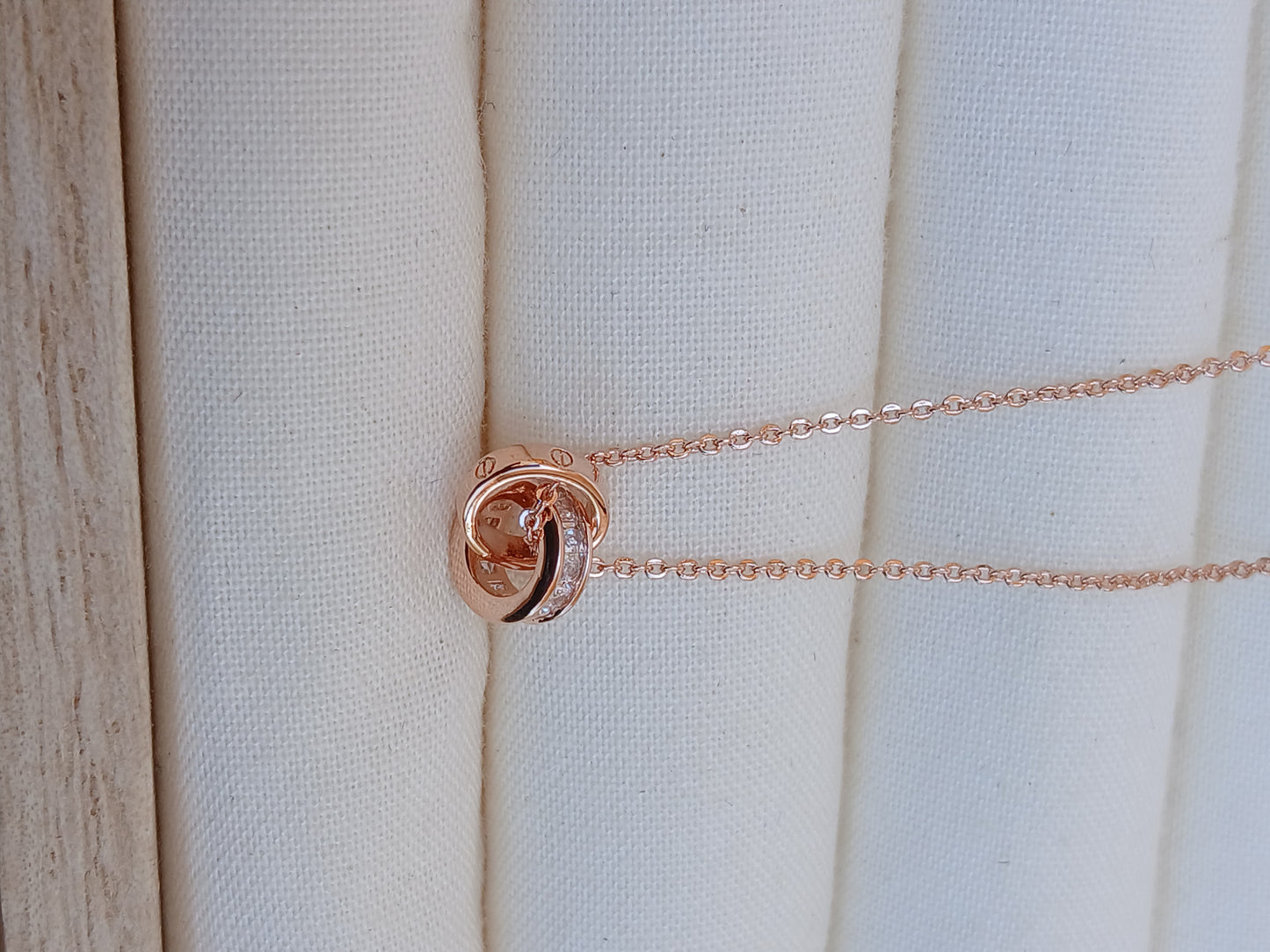 Double ring necklace |Rose gold