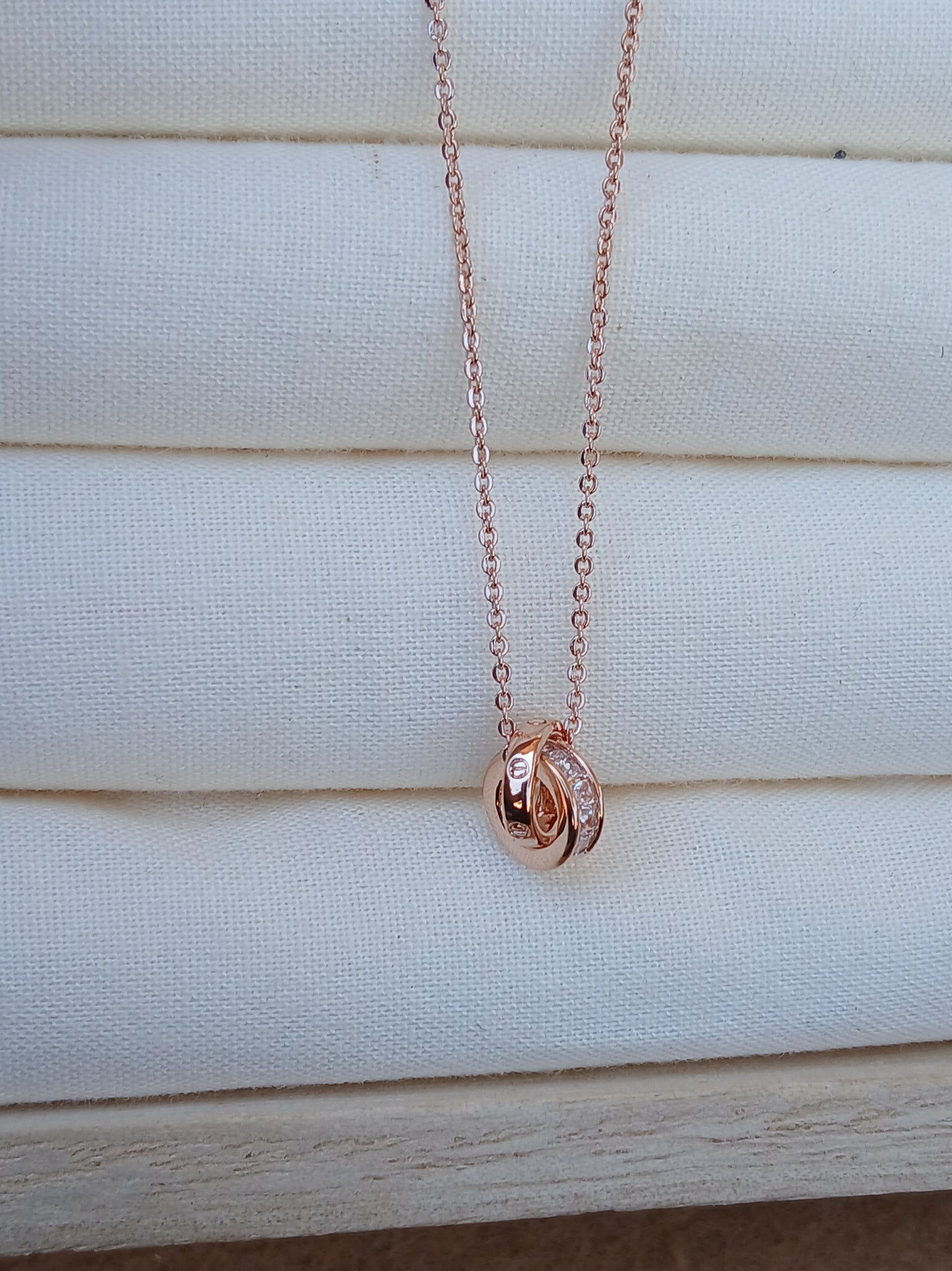 Double ring necklace |Rose gold