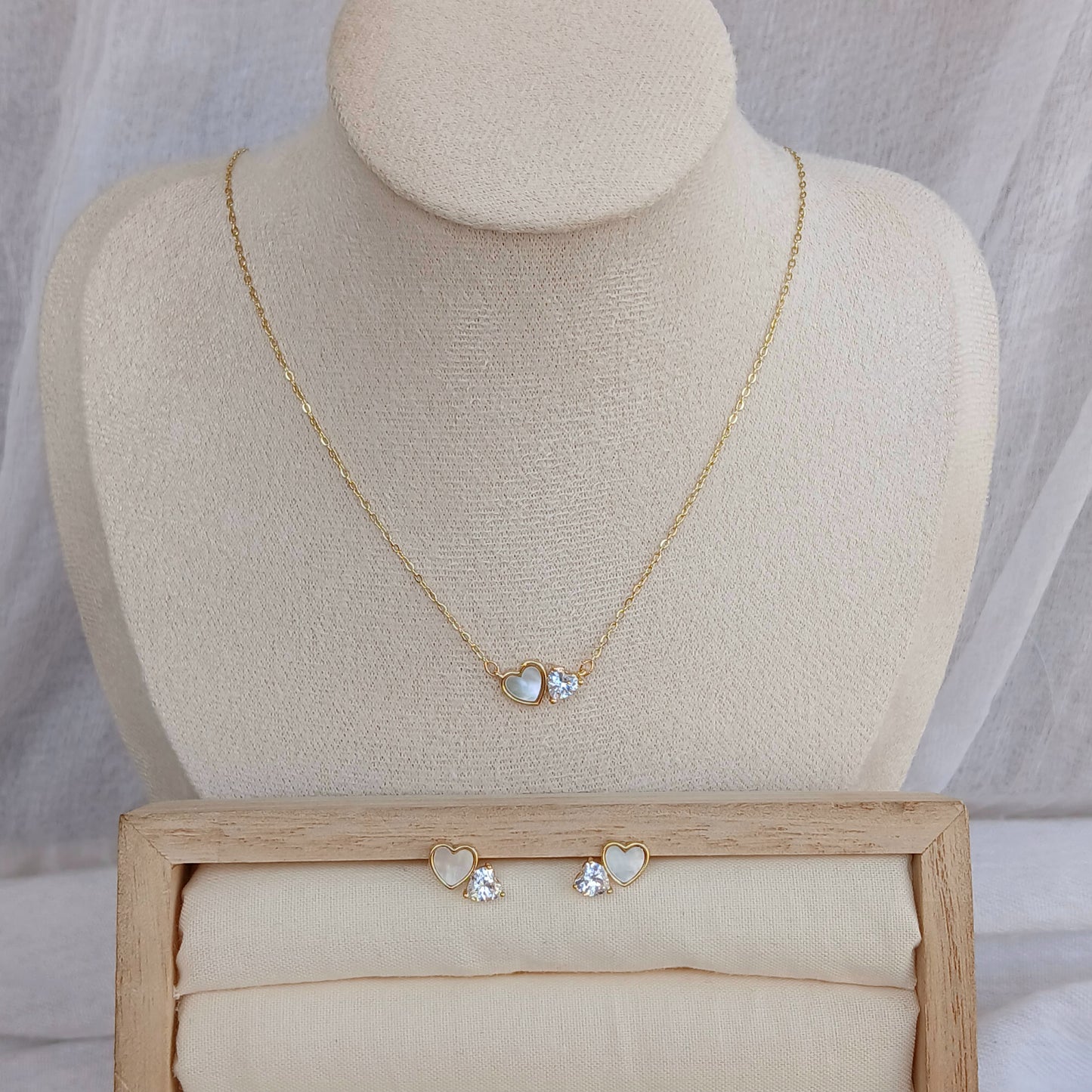 Double Heart Necklace Set