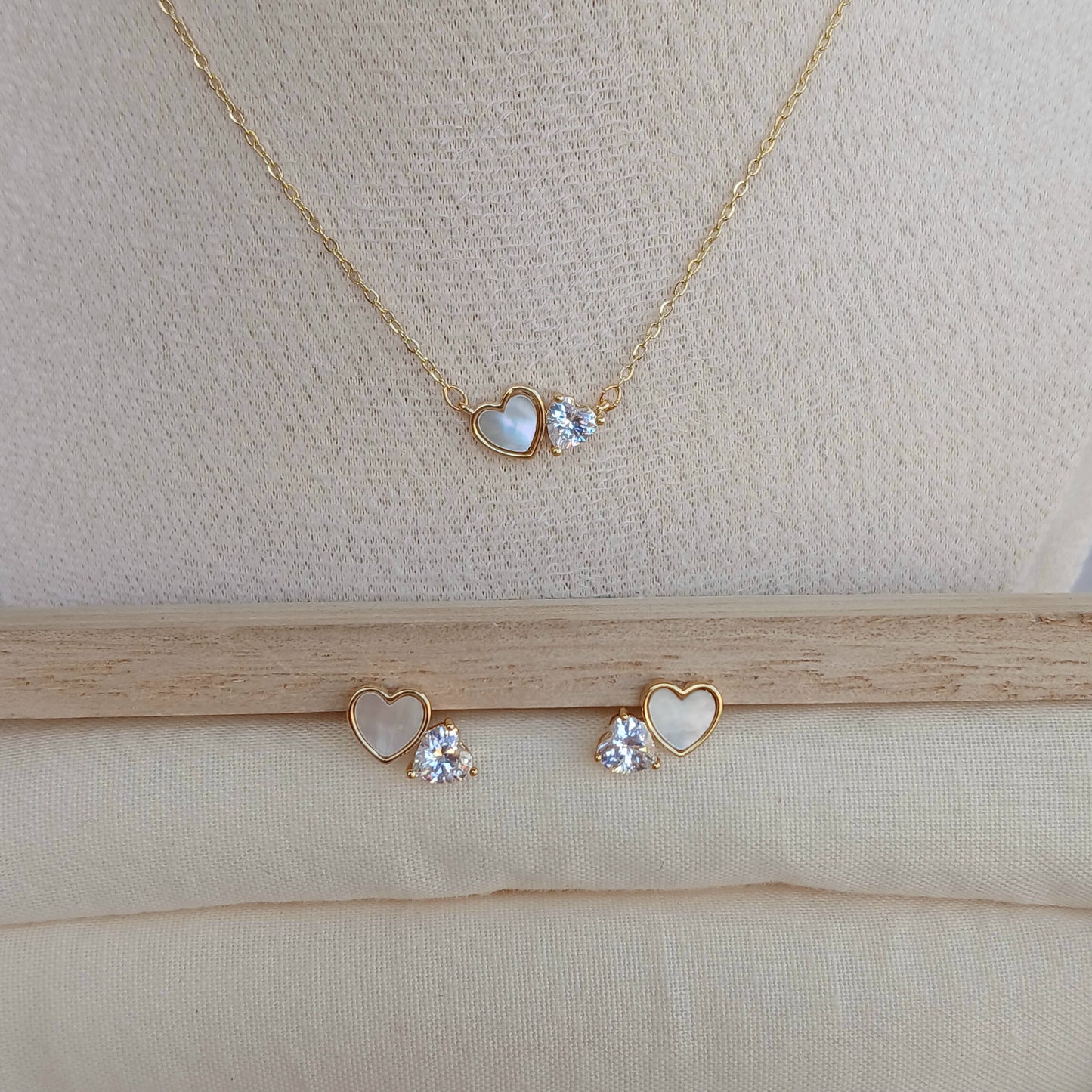 Double Heart Necklace Set