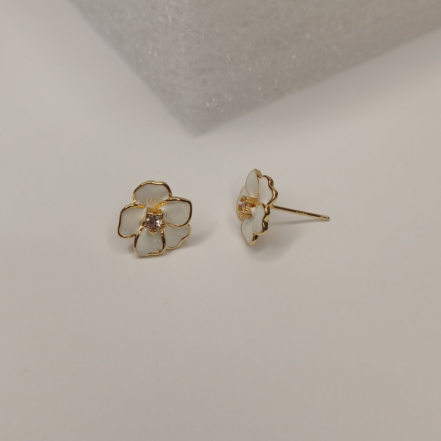 White Flower Stud Earrings