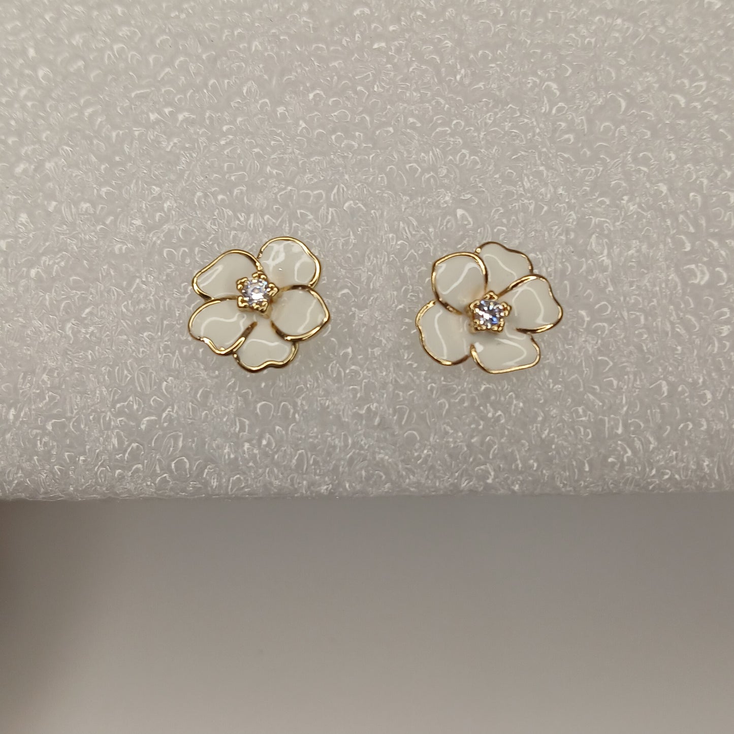 White Flower Stud Earrings