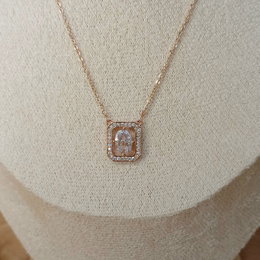 CZ Solitaire Pendant | Rose Gold