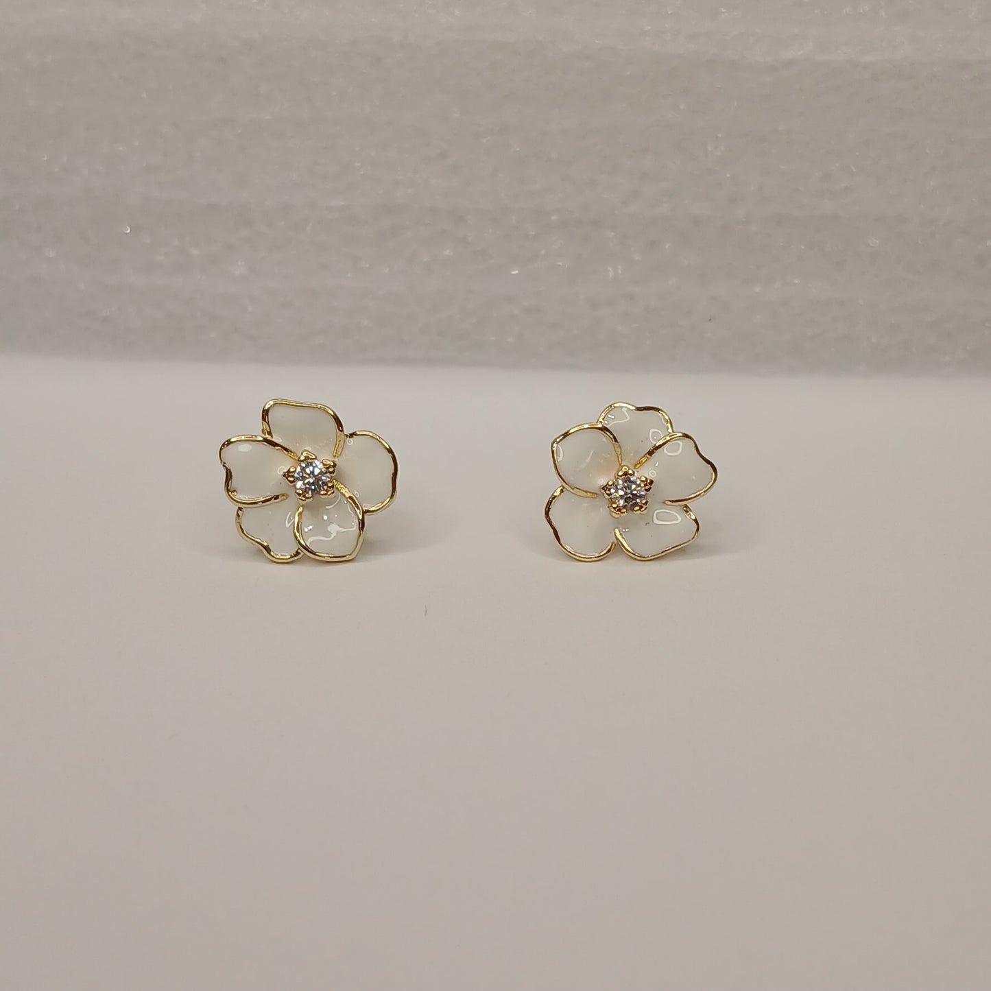 White Flower Stud Earrings